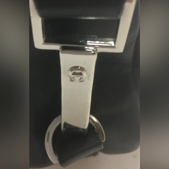 Ettenne Aigner Genuine Leather Shoulder Bag Black Silver Hardware Dark Academia - Picture 6 of 16